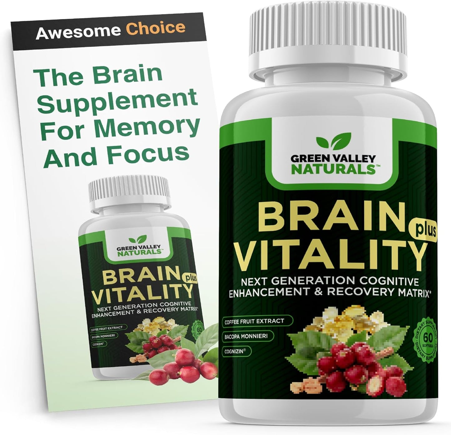 Brain Vitality Plus™ – Advanced Supplement for Memory and Focus a Nootropic for Mental Clarity
