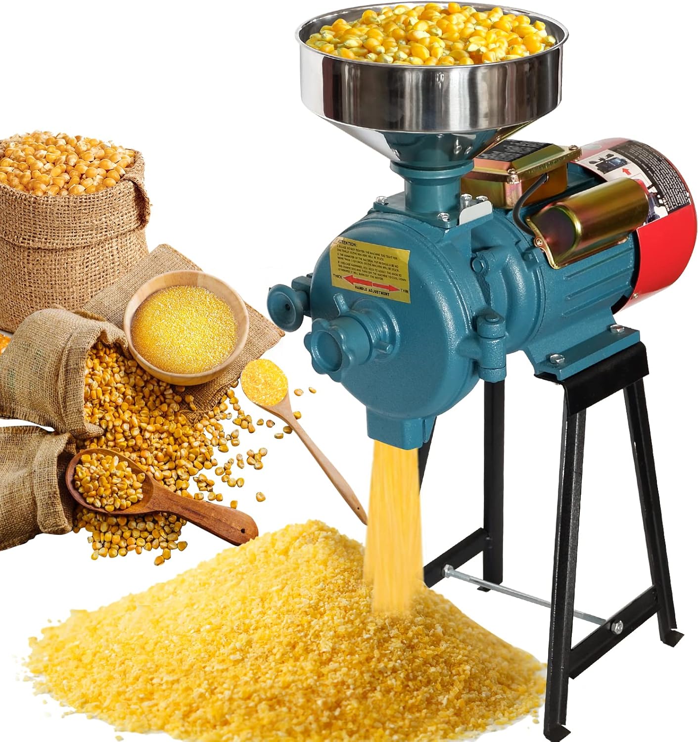 SLSY Electric Mill Grinder 110V 3000W, Commercial Electric Feed Mill Dry Grinder, Heavy Duty Milling Machine Cereals Grinders Rice Corn Grain Coffee Wheat with Funnel