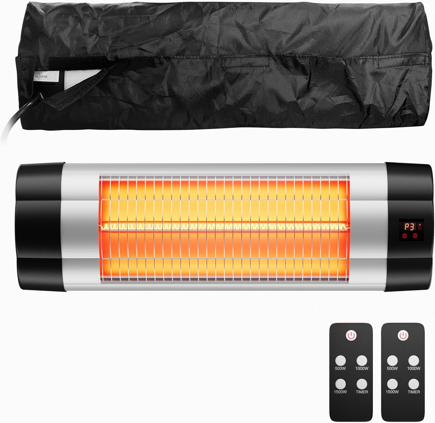 Wall Mounted Infrared Heater with 1 Seconds Instant Warmth, Quiet Electric Radiant Heating for Garage Greenhouse Porch, 1500W Adjustable Temperature Patio Heater