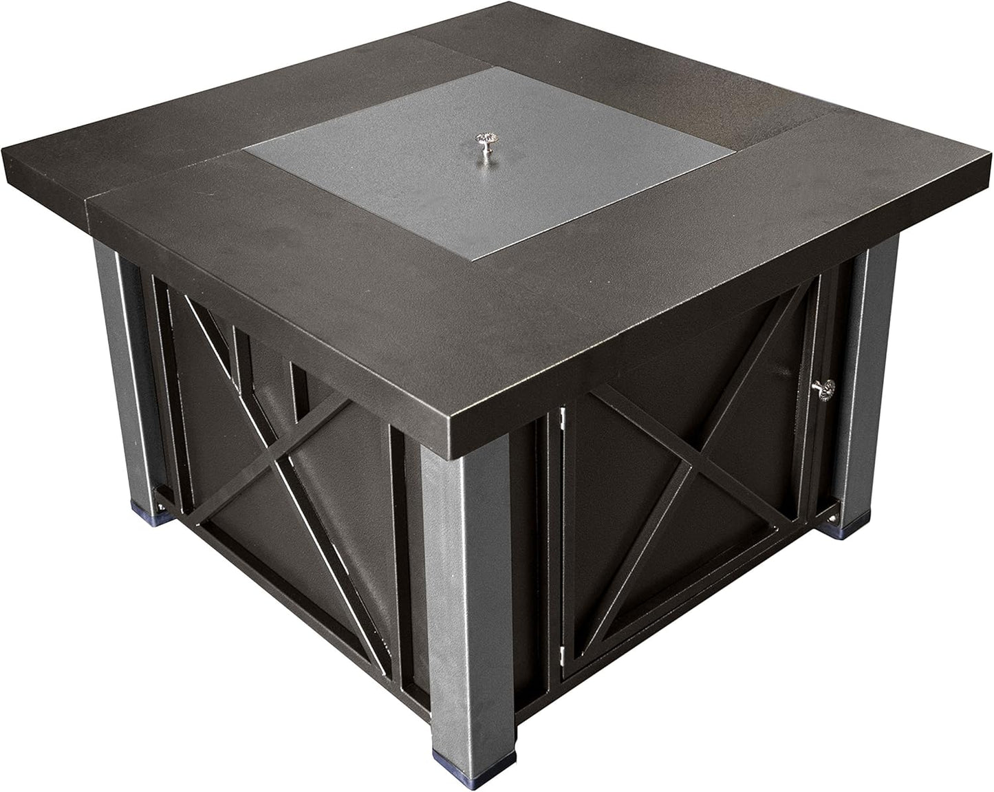 Hiland GSF-DGHSS Decorative Propane Fire Pit, 40,000 BTU, Square, Bronze and Stainless Steel