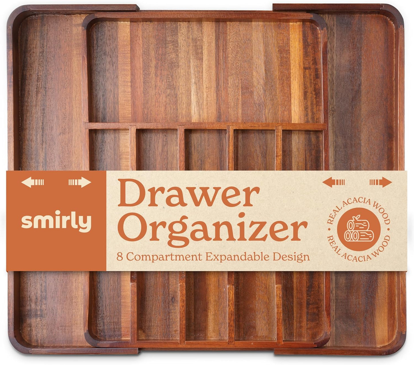 SMIRLY Silverware Drawer Organizer \u2013 Bamboo Kitchen Drawer Organizer, Adjustable Utensil Holder and Cutlery Tray, Drawer Dividers for Flatware and Kitchen Utensils