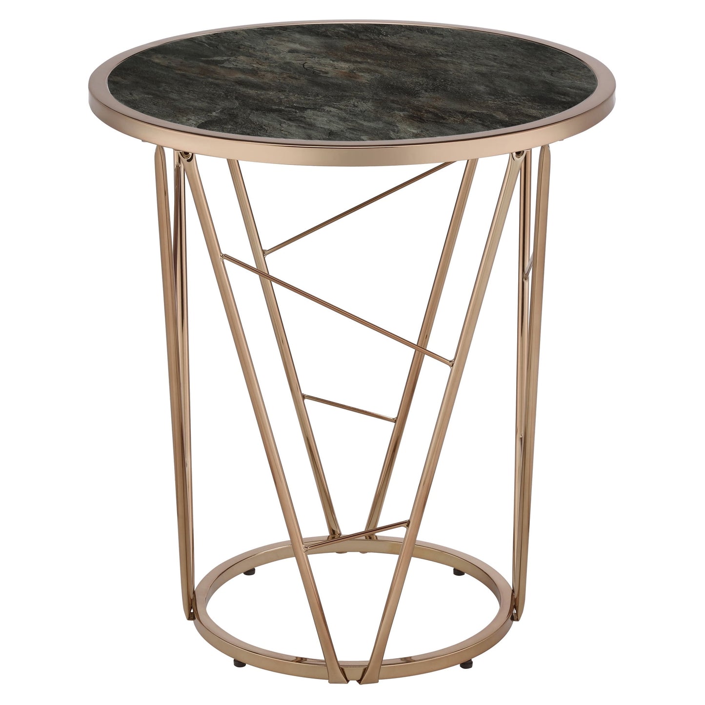 ACME Cicatrix Round End Table in Black and Champagne