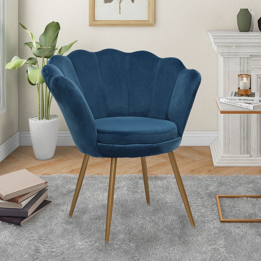 Abble Living Room Navy Velvet Upholstered Accent Armchair