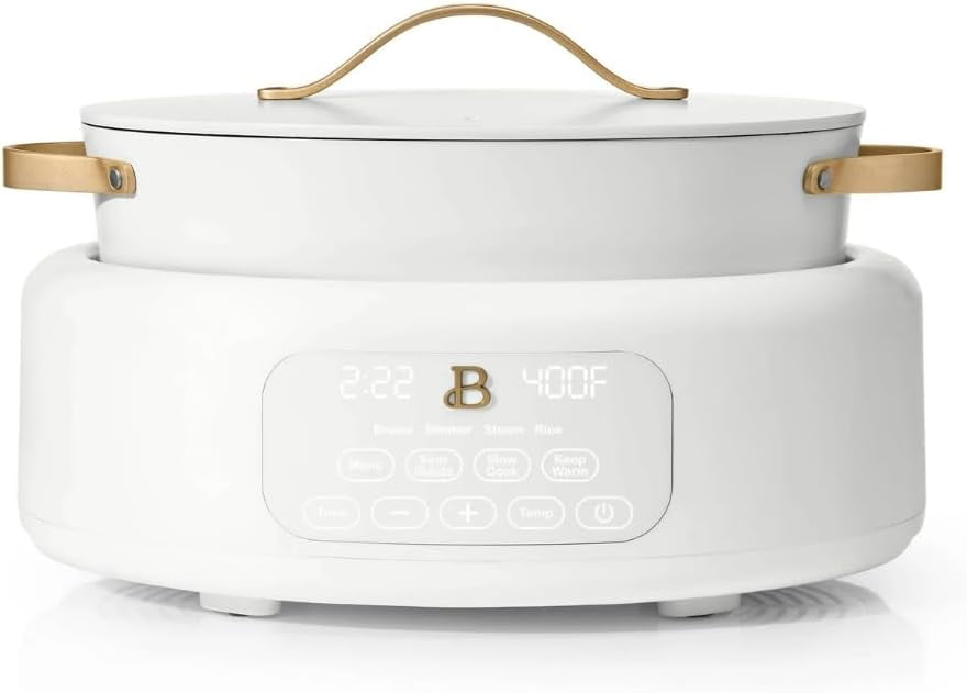 Beautiful 10-in-1 6Qt Electric Multi-Cooker with 7 Presets, Oven-Safe Pot & Lid, Sauté, Steam, Slow Cook, Simmer, Rice & More – Touch Display, Dishwasher Safe, Serves Up to 7