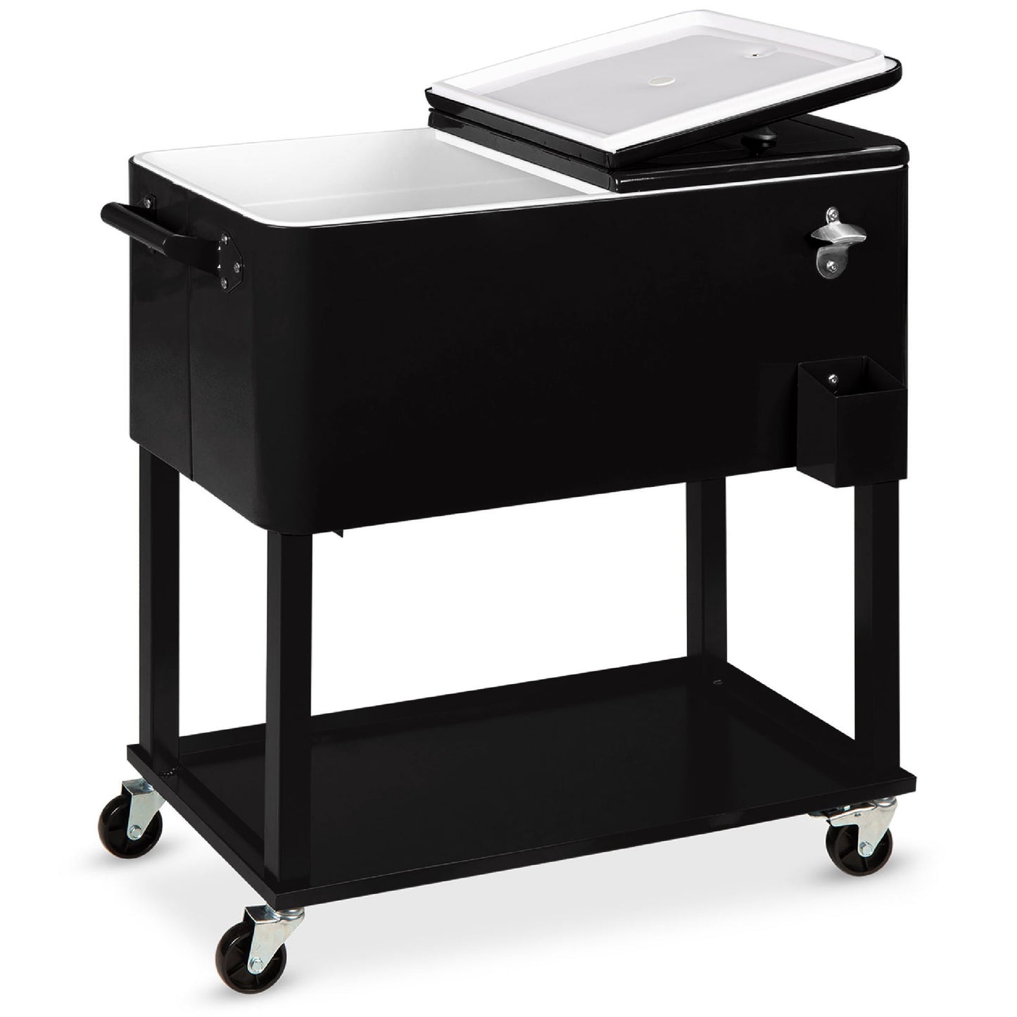 Best Choice Products 80qt Steel Rolling Cooler Cart w/ Bottle Opener, Catch Tray, Drain Plug, Locking Wheels - Red