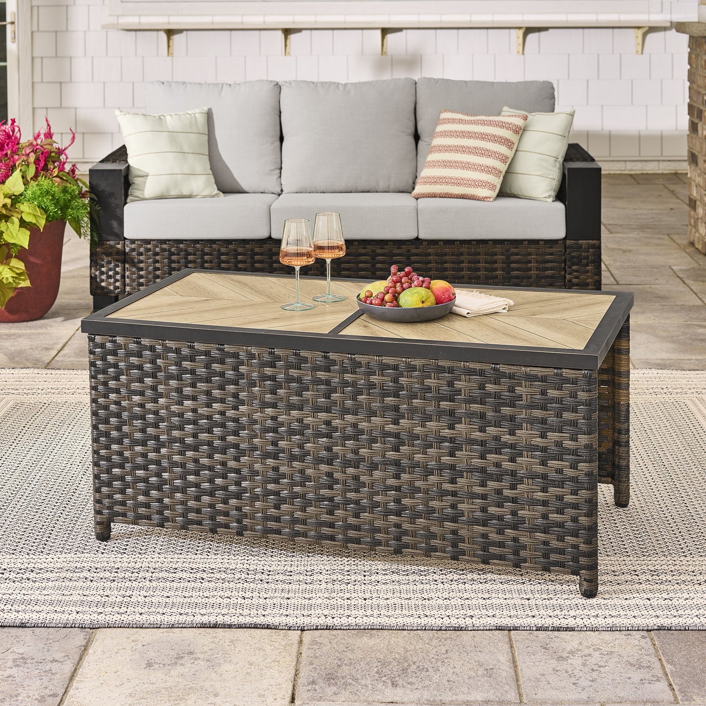 Better Homes & Gardens Rockport Ceramic Tile Outdoor Coffee Table, Brown
