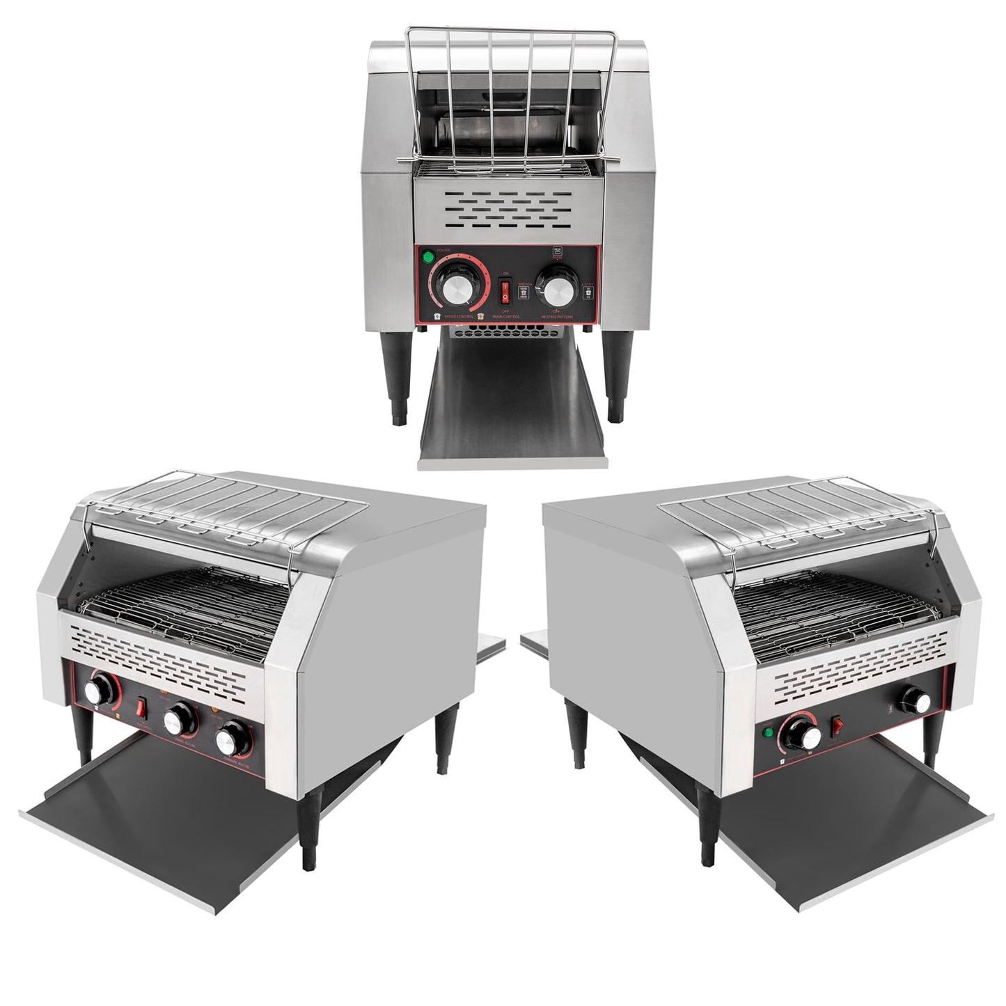 ChicHomey High-Power Commercial Conveyor Toaster for Cafes and Buffets, Adjustable Speed, Easy-to-Clean with 3 Baking Modes, Stainless Steel Finish