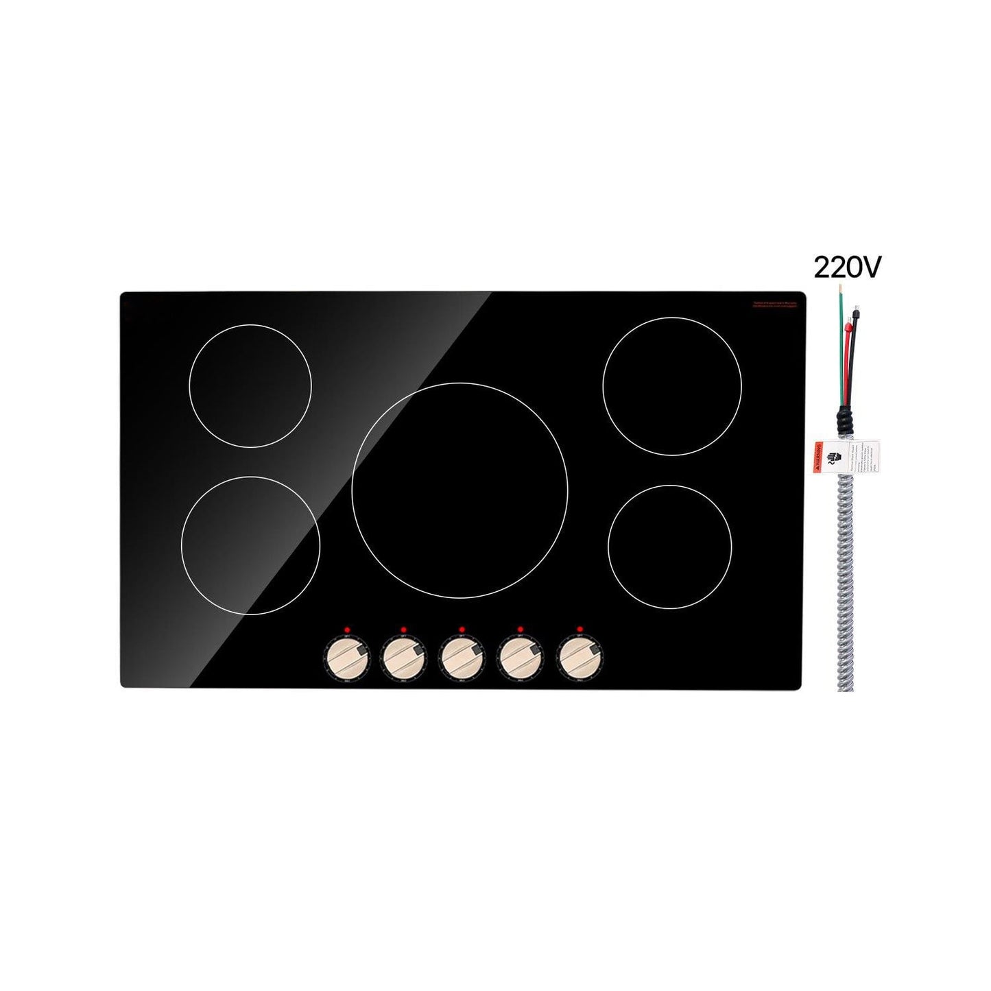 Choco Moon 9200W 5 Burner Induction Cooktop Electric Countertop Burner Knob Control, Electric Stove Top for Kitchen, Fast Cooking Power + Energy Efficient Cooking
