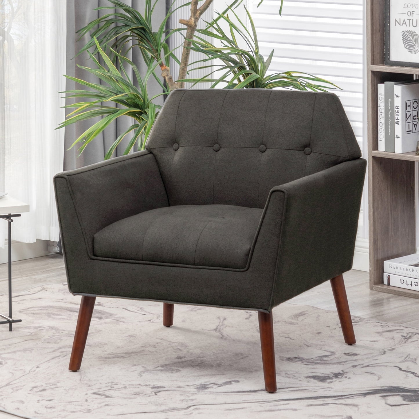 Convenience Concepts Take a Seat Andy Accent Chair, Dark Gray Fabri/Espresso Legs