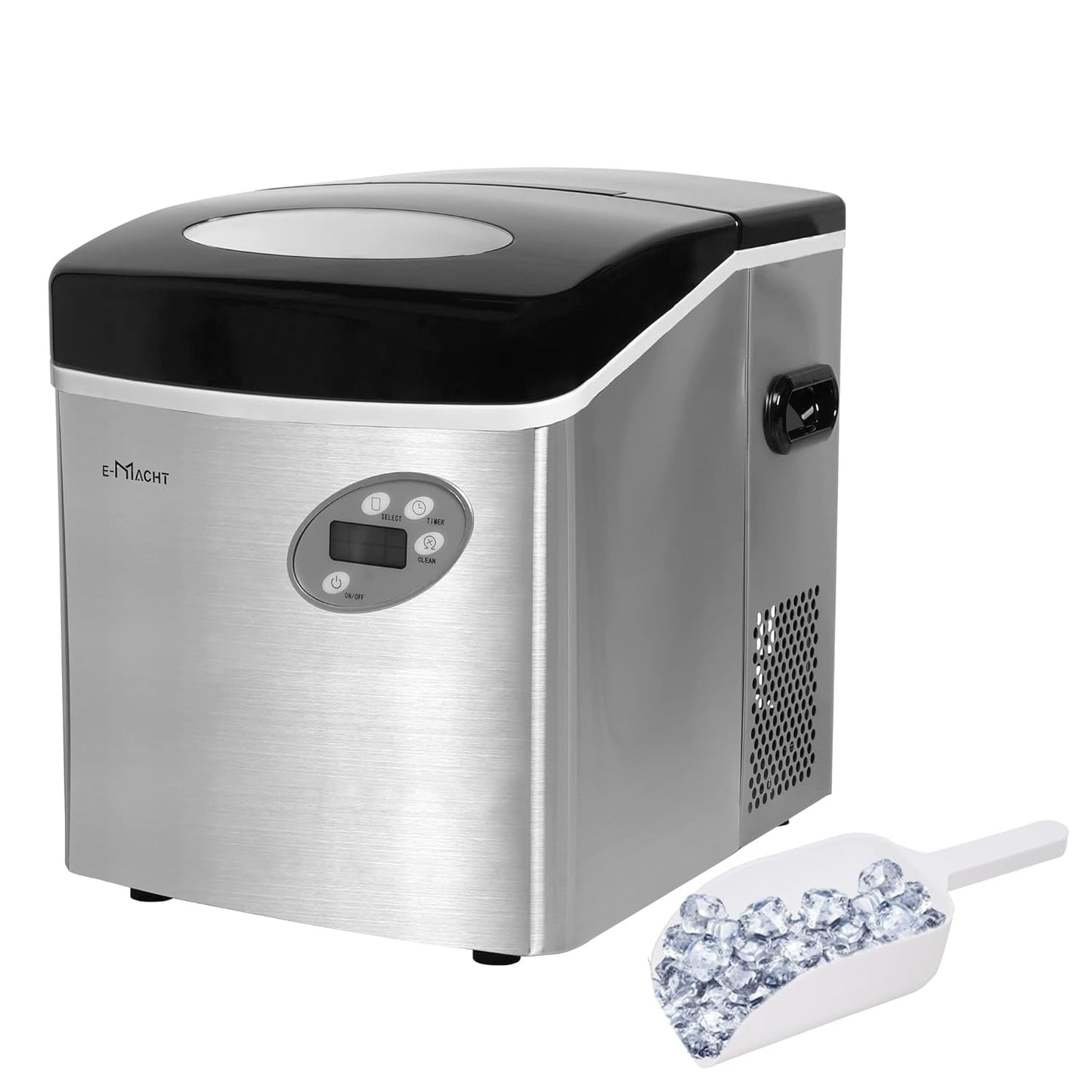 Countertop Ice Maker Portable Ice Maker Machine with Handle, 3 Sizes of Bullet Ice for Home Kitchen Office Bar Party, Self-Cleaning Ice Maker w/Ice Scoop, Basket & Shovel, Make 48.5 Lbs Ice in 24 hrs