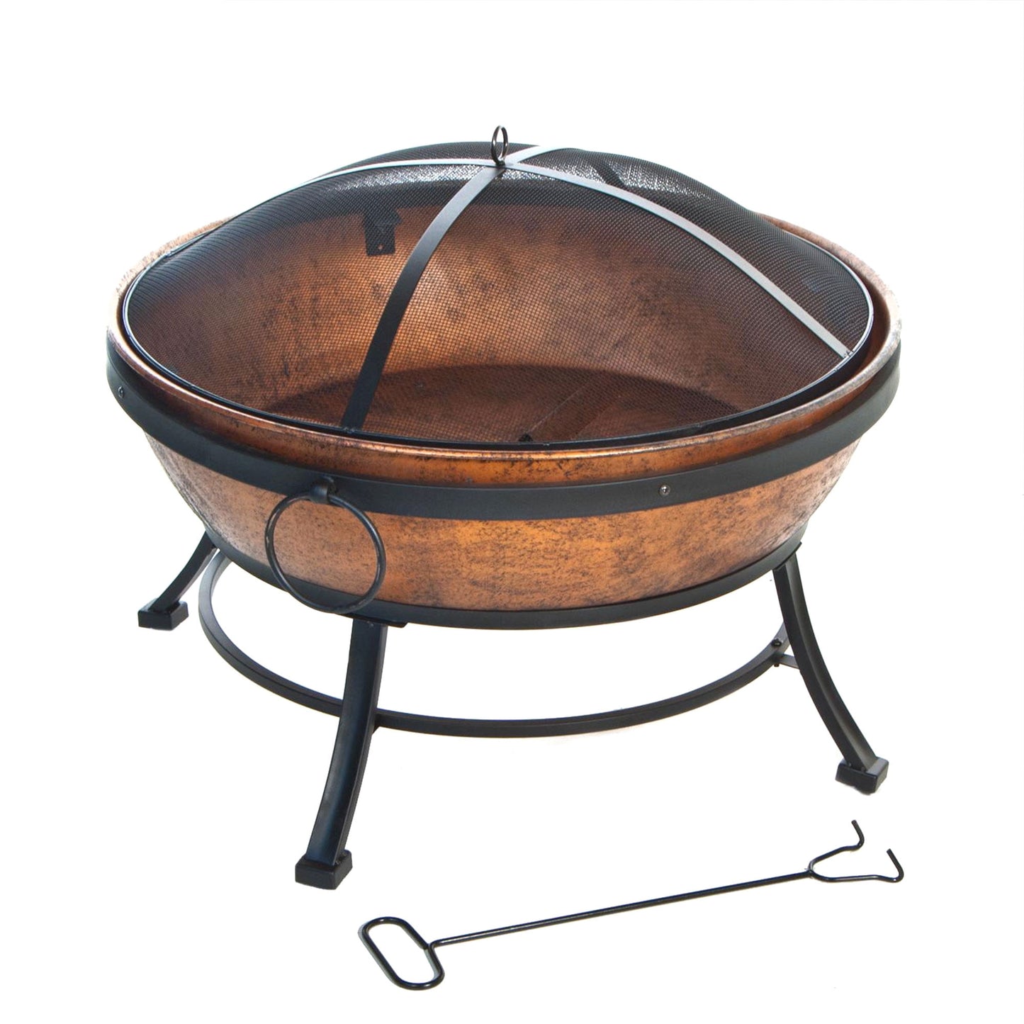 DeckMate 30371 Avondale Outdoor Patio Portable Steel Bowl Fire Pit, Copper