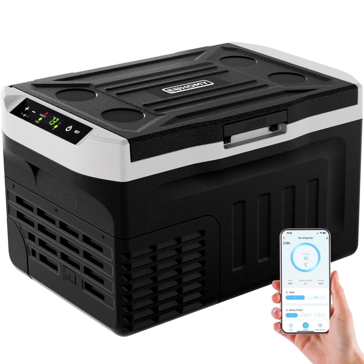 EUHOMY 12V RV Refrigerator 22QT with APP & Panel Control, Portable Freezer for Car Truck Camping