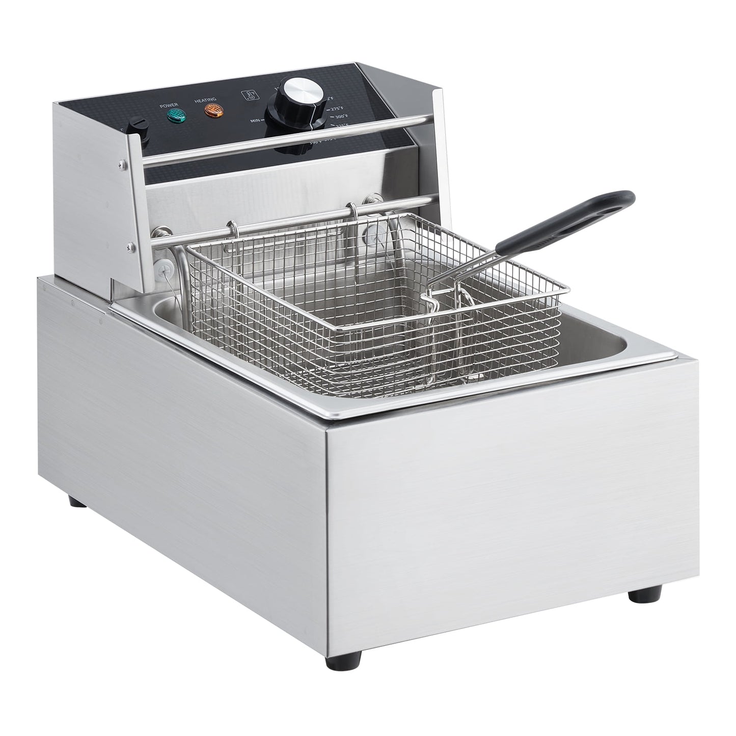 Electric Deep Fryer,Stainless Steel Deep Fryer with Basket,3600W,Timer,Rear Flip,201 Stainless Steel Basket,Adjustable Temperature Stainless Deep Fryers for Home Kitchen and Restaurant