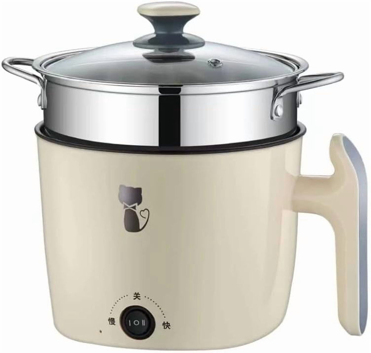 Electric Multifunctional Cooker with Steamer, Suitable for Cooking Noodles, Eggs, Fish, Meat, Hot Pot, Rice, Porridge, and Soup, Non Stick & Stainless
