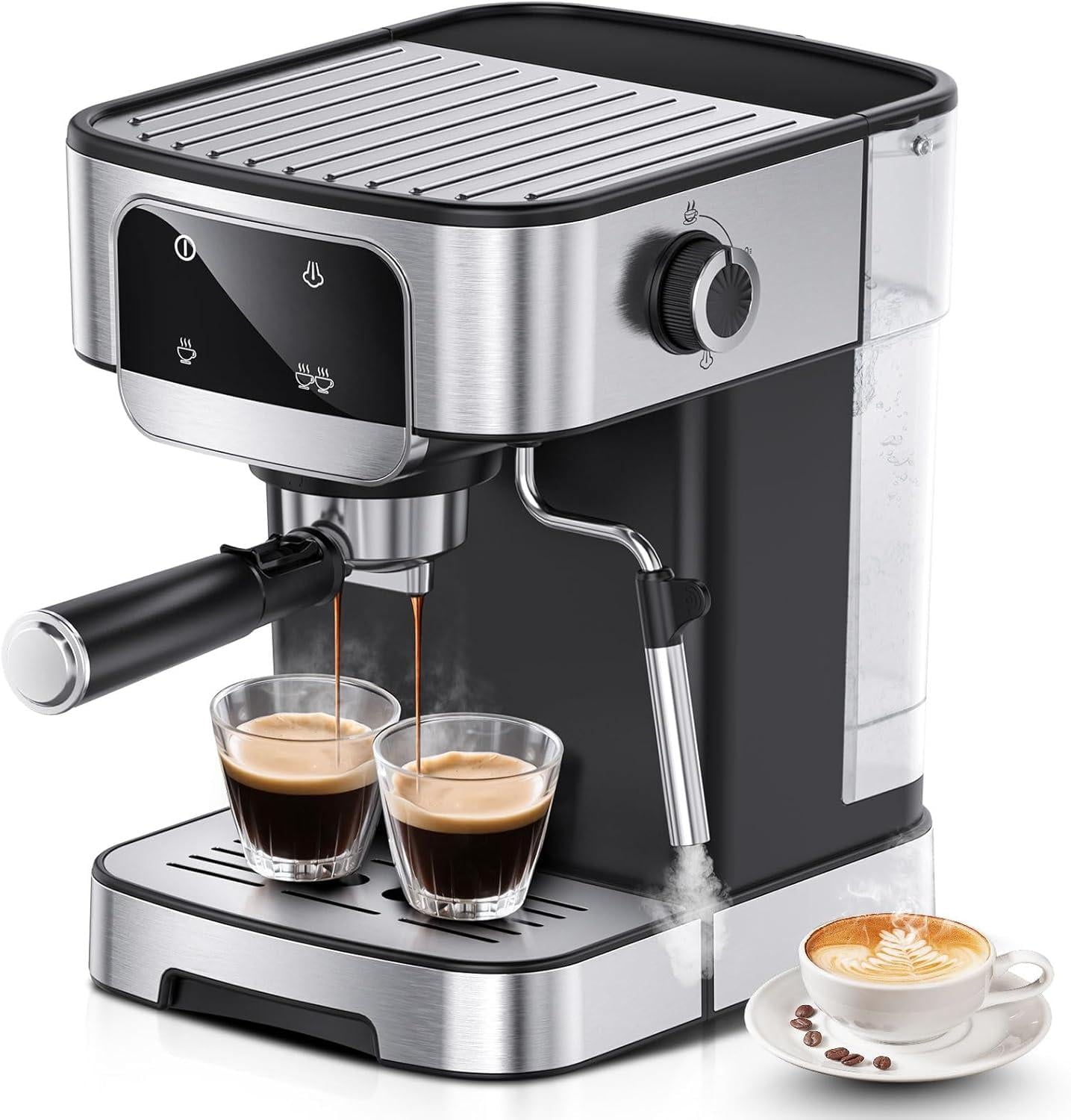 Espresso Machine 20 Bar, Professional Espresso Maker with Power Milk Frother,Compact Espresso Coffee Machine With LED Touch Screen for Home Latte, Cappuccino, 61OZ Removable Water Tank 2025