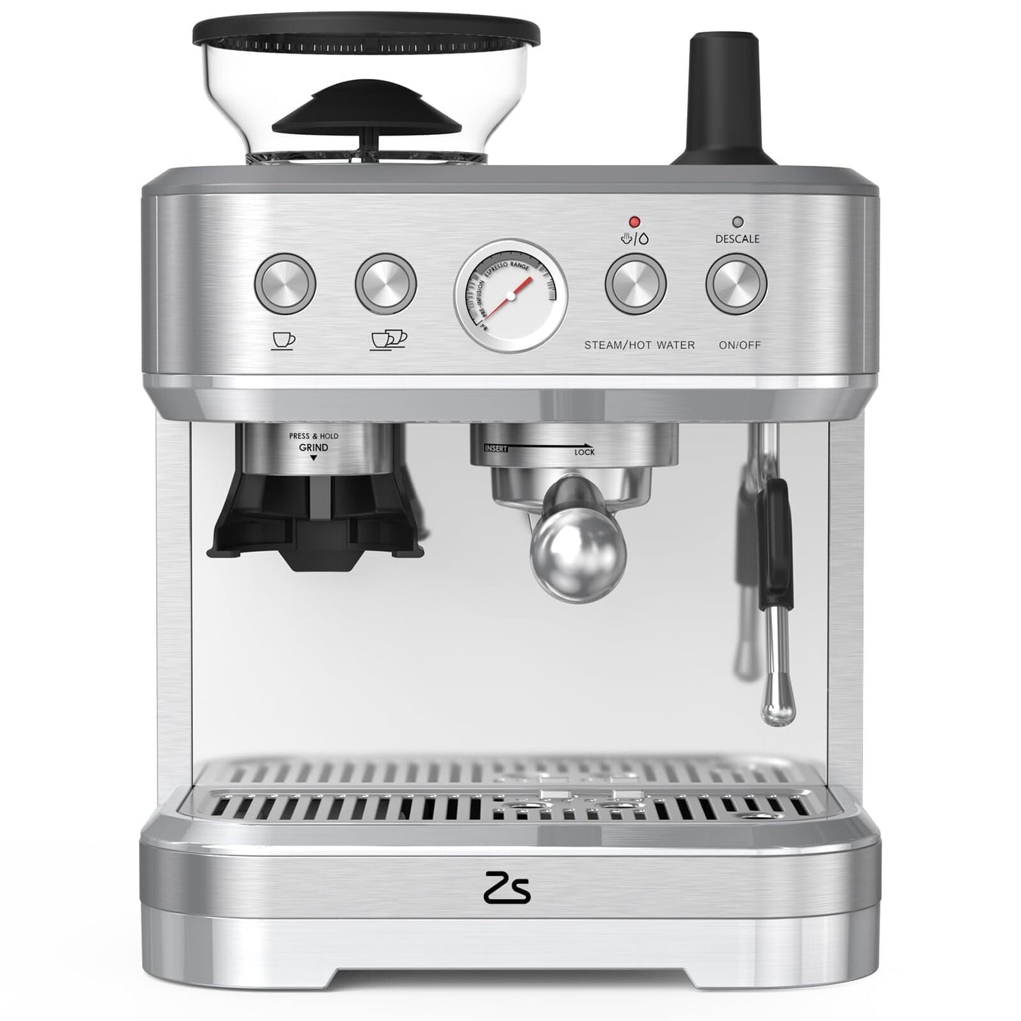 Espresso Machine with Built-in Grinder,Italian ULKA 15 Bar Espresso Machine - 85oz Water Tank, Dual PID Control, Milk Frother & Auto-Cleaning for Perfect Lattes and Cappuccinos
