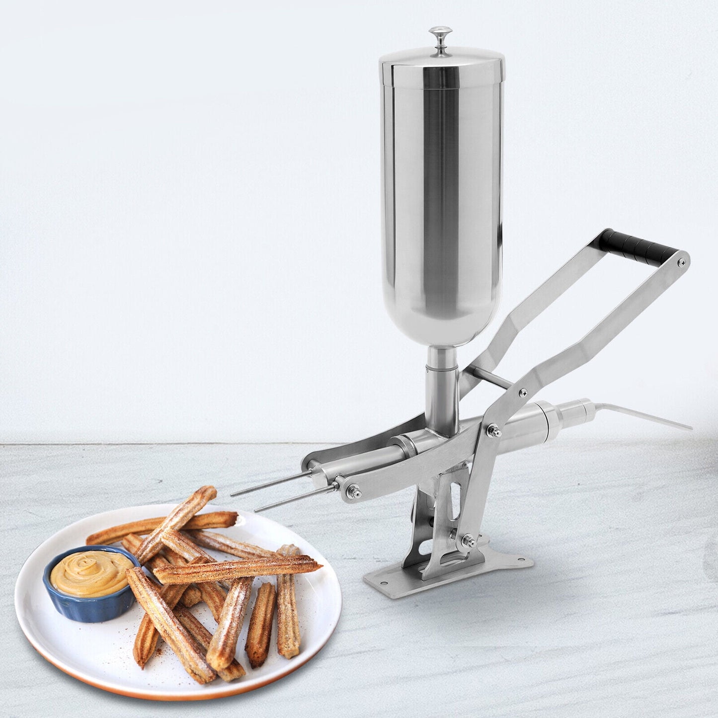 FETCOI Latin Fruit Donut Filler Filling Machine 5L Manual Stainless Steel Spanish Donuts Churros Filler Machine Kitchen Home Restaurant