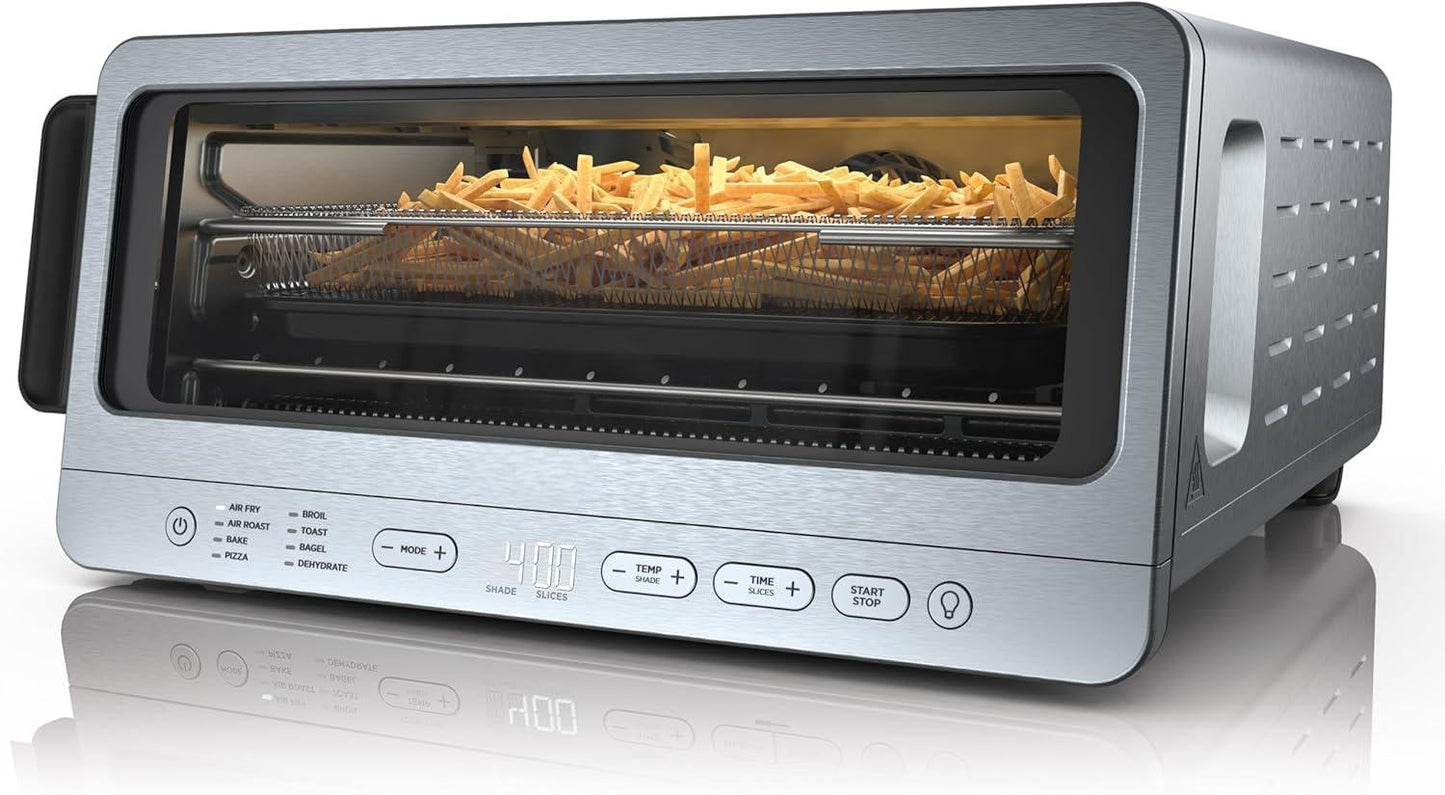 Flip Toaster Oven&Air Fryer, 8-in-1 Functionality, Flip Up&Away Capability for Storage Space, LargeCapacity, Air Fry Basket, SheetPan, Wire Rack&Removable Crumb Tray, Stainless,1800 watts, SP151
