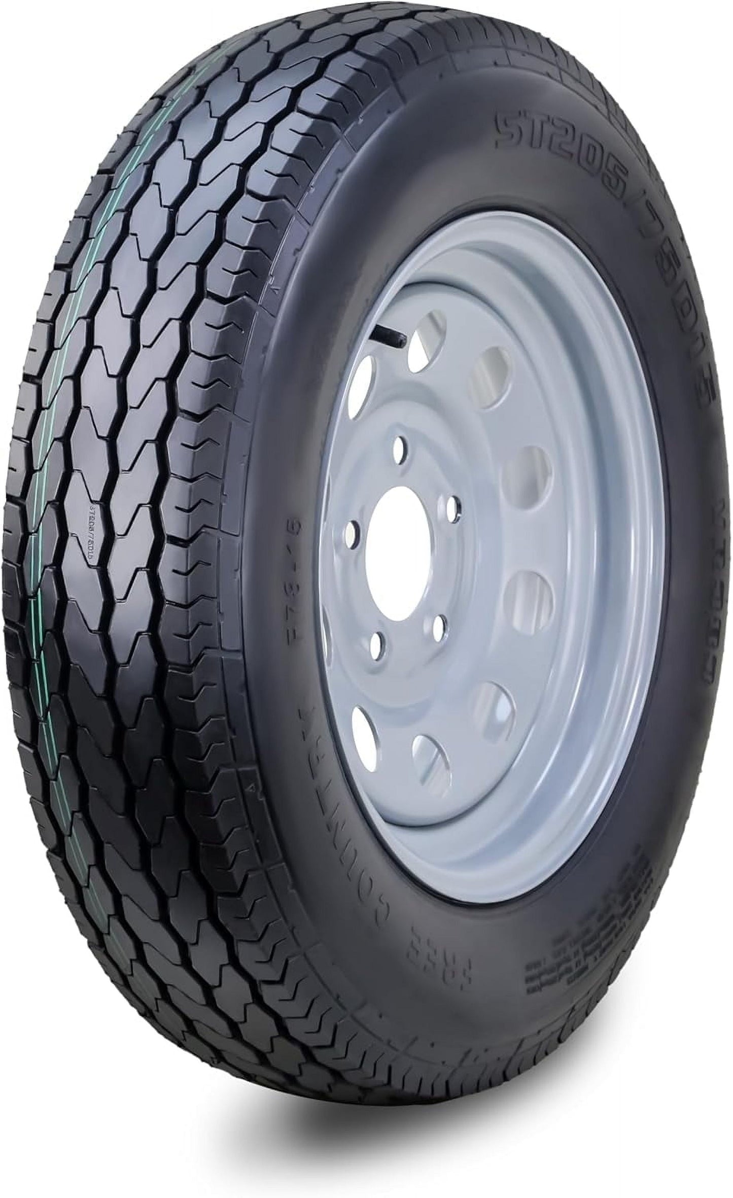 Free Country Trailer Tire Wheel Assembly ST205/75D15 6-Ply C 101L 5 Lug on 5" PCD Silver Mod Rim
