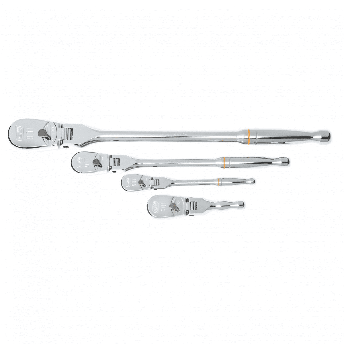 GearWrench 81230T 4pc 1/4, 3/8 & 1/2" 90-Tooth Flex-Head Ratchet Set