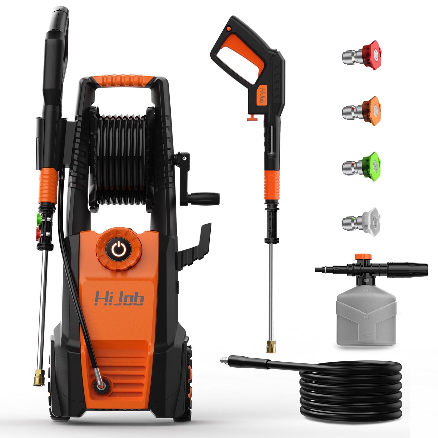 HIJOB Electric 4000 PSI High Power Water Washers Machine w/ 20 ft Hose, 4 Nozzles, Max. 2.6 GPM for Patios/Cars/Fences/Driveways