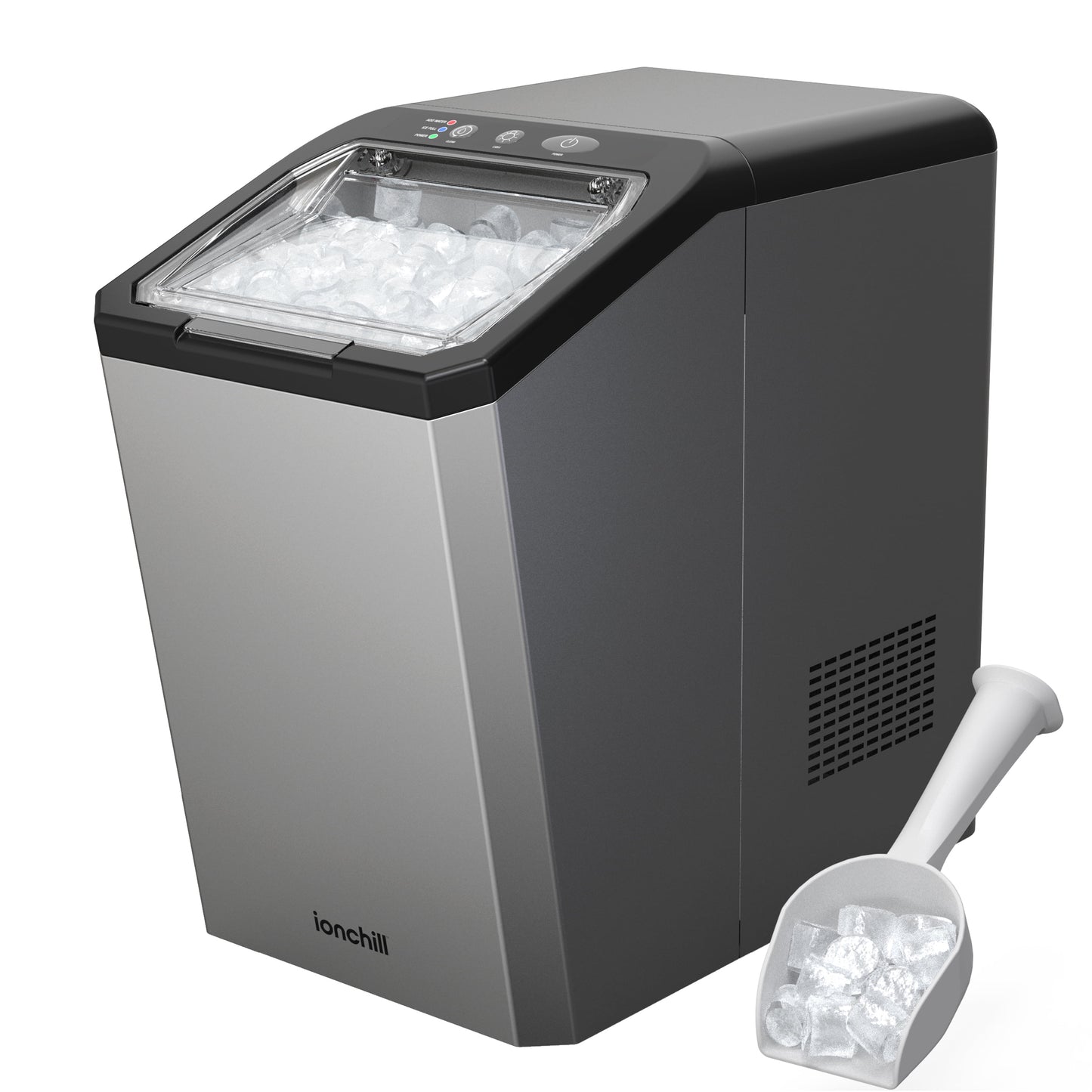 Ionchill QuickCube 3L Capacity Nugget Ice Maker, Stainless Steel