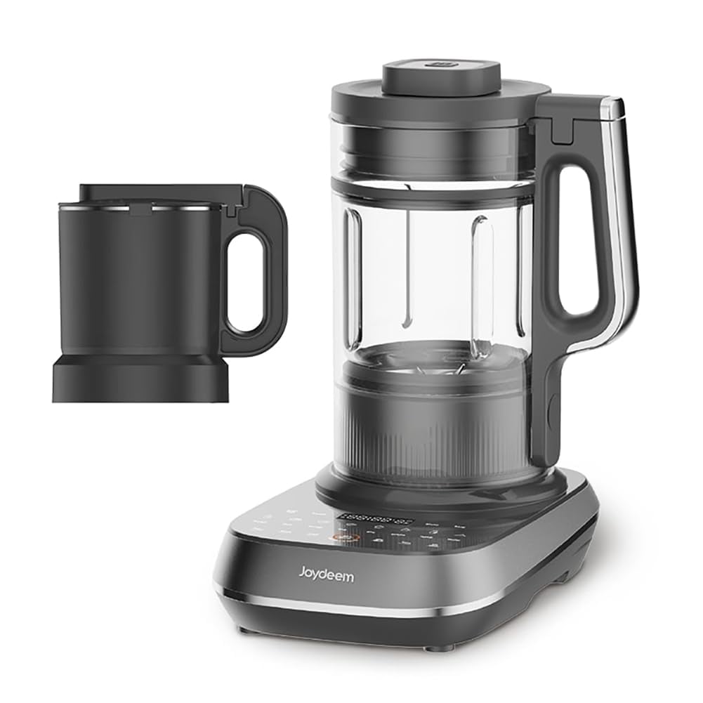 Joydeem Soymilk Maker Machine, Heated Blender with Grind Cup, Low Noise Variable Frequency Brushless Motor, 1.75L Capacity, Black, JD-B1Pro