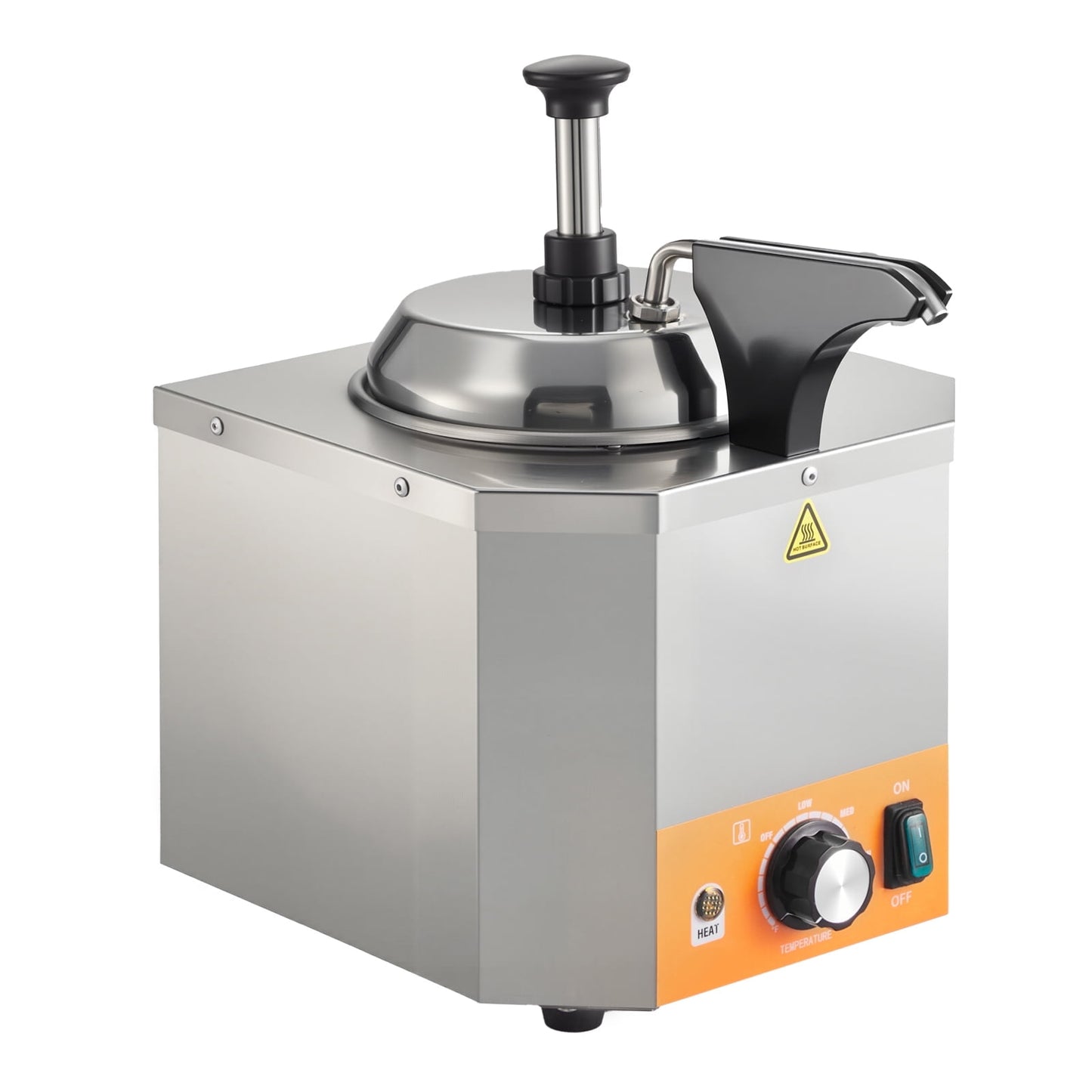 KFFKFF Commercial Electric Sauce Warmer, Hot Fudge Warmer,Cheese Dispenser 2.4L,86-230℉ Temp Adjustable,Stainless Steel Heated Pump Dispenser