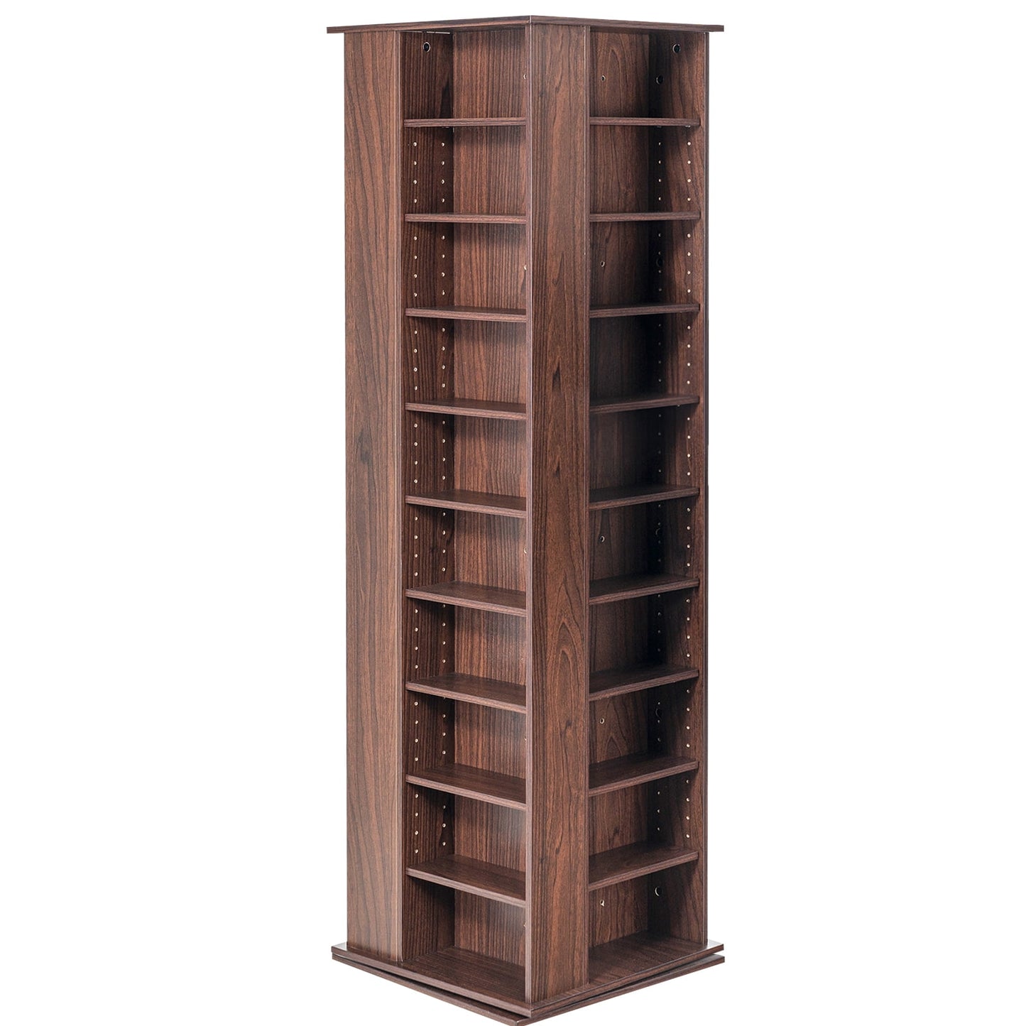 KFFKFF Multimedia Storage Cabinet, Swivel Media Tower, Accommodates up to 1040 CDs, Safeguards & Arranges Audio, Film, Video Games or Collectible Items- Dark Brown