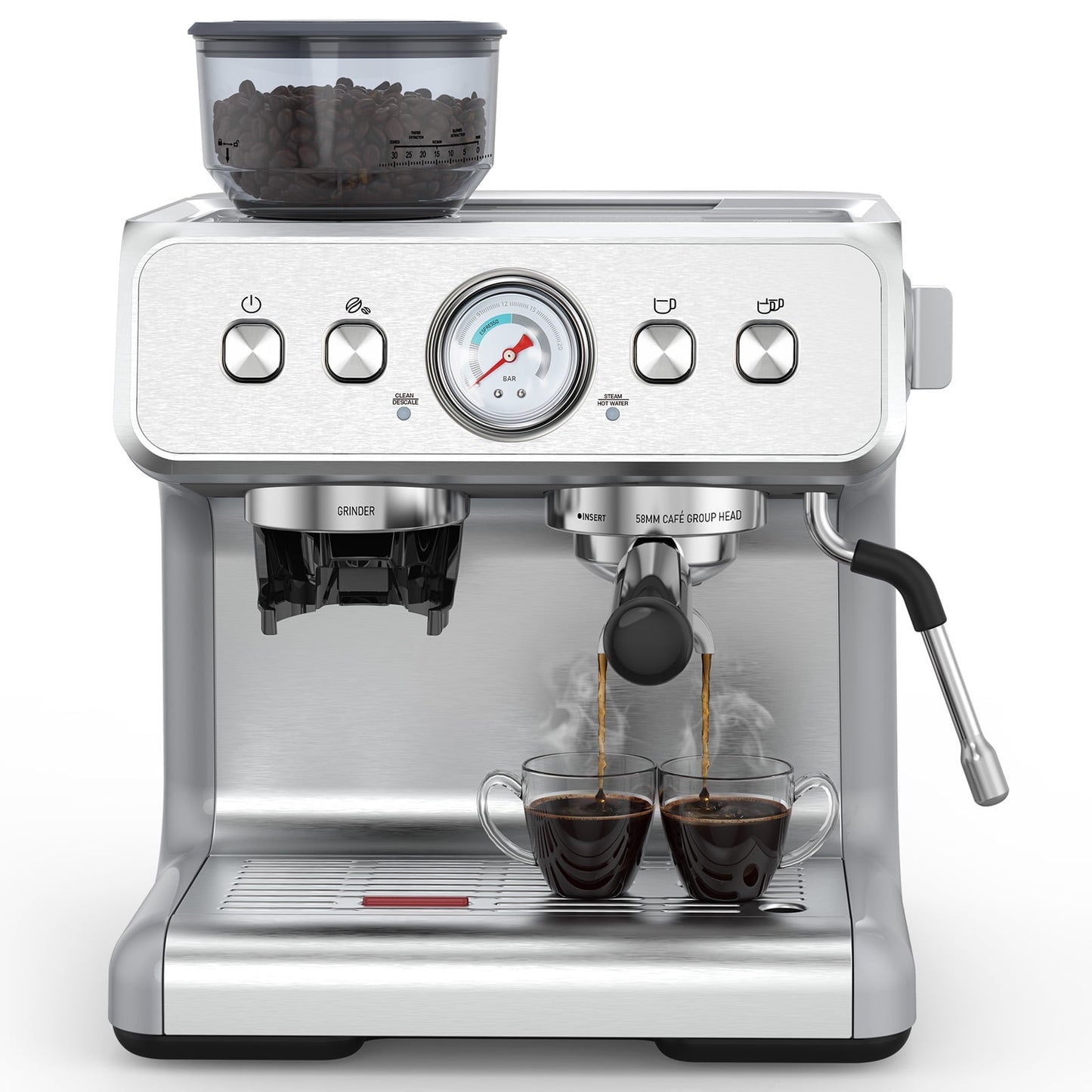 KNDKO Espresso Machine with Grinder & Milk Frother Steam Wand, 20 Bar Automatic Coffee Maker for Espresso/Cappuccino/Latte/Mocha