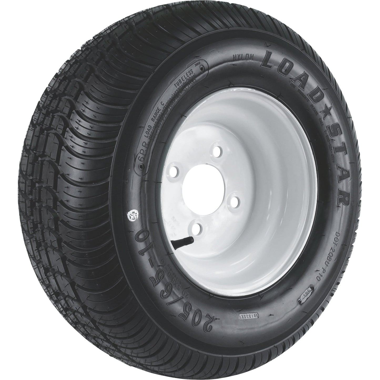 Kenda Loadstar 10in. Bias-Ply Trailer Tire and Wheel Assembly, 205/65-10, 4-Hole, Load Range C, Model# DM25610C-4IN