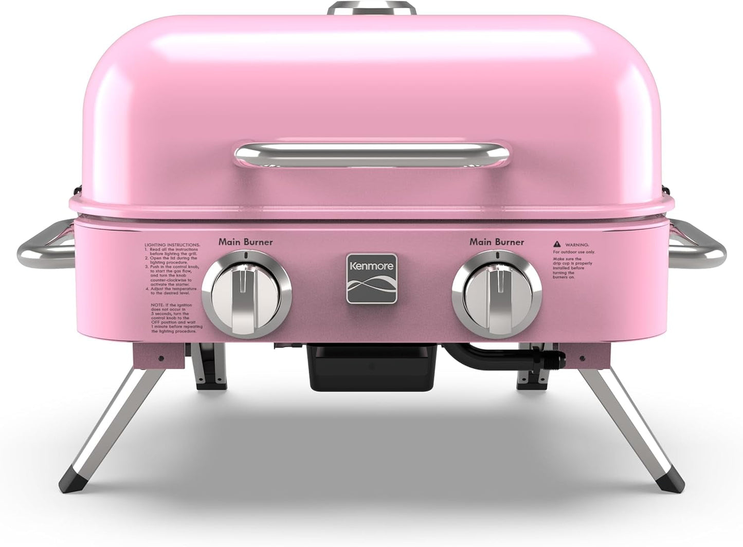 Kenmore 2-Burner Portable Tabletop Retro Gas Grill, Pink