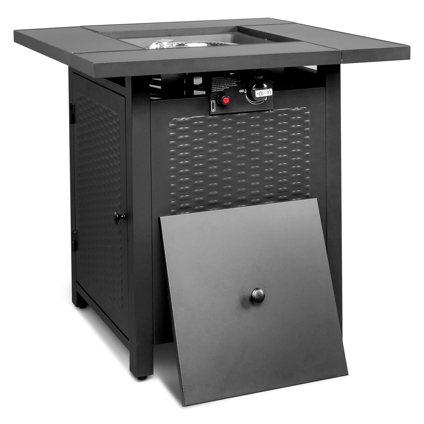Ktaxon 28" Propane Gas Fire Pit Table 50,000 BTU Outdoor with Lid ,Fire Pits for Outside, Poolside, Garden, Party Black