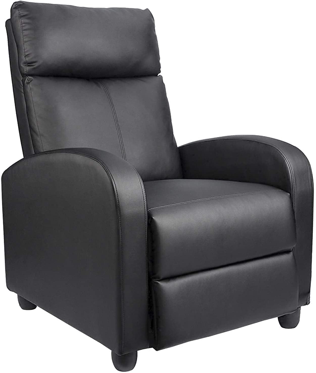 Lacoo Black PU Leather Single Sofa Recliner with Padded Seat and Backrest, Multi-Positions