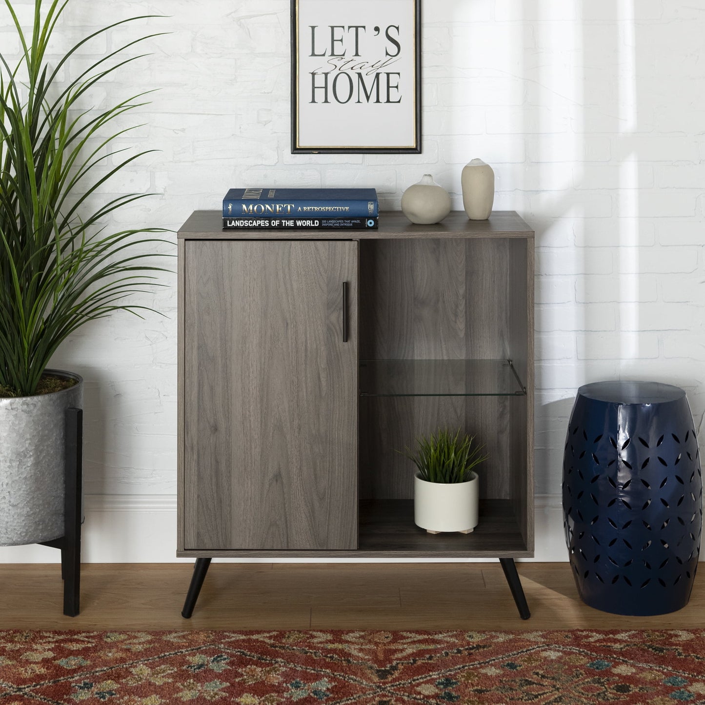 Manor Park Mid-Century Storage Console, Slate Grey