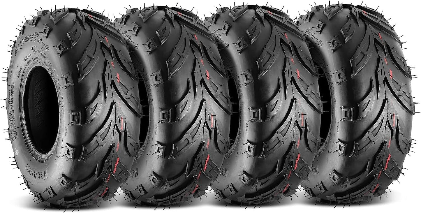 MaxAuto 145 70 6 ATV Tires 145/70-6 Mini Bike Tires 145 70-6 Go Kart Tires AT 145x70-6 Tire 4PLY Tubeless Tire, Set of 4