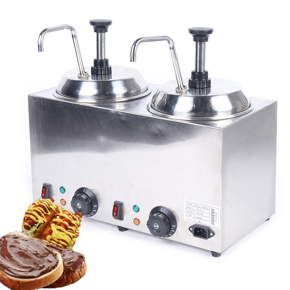 Miumaeov 1600W Commercial Electric Cheese Dispenser Butter Condiment Melter Pump Hot Fudge Caramel Warmer 2x2L