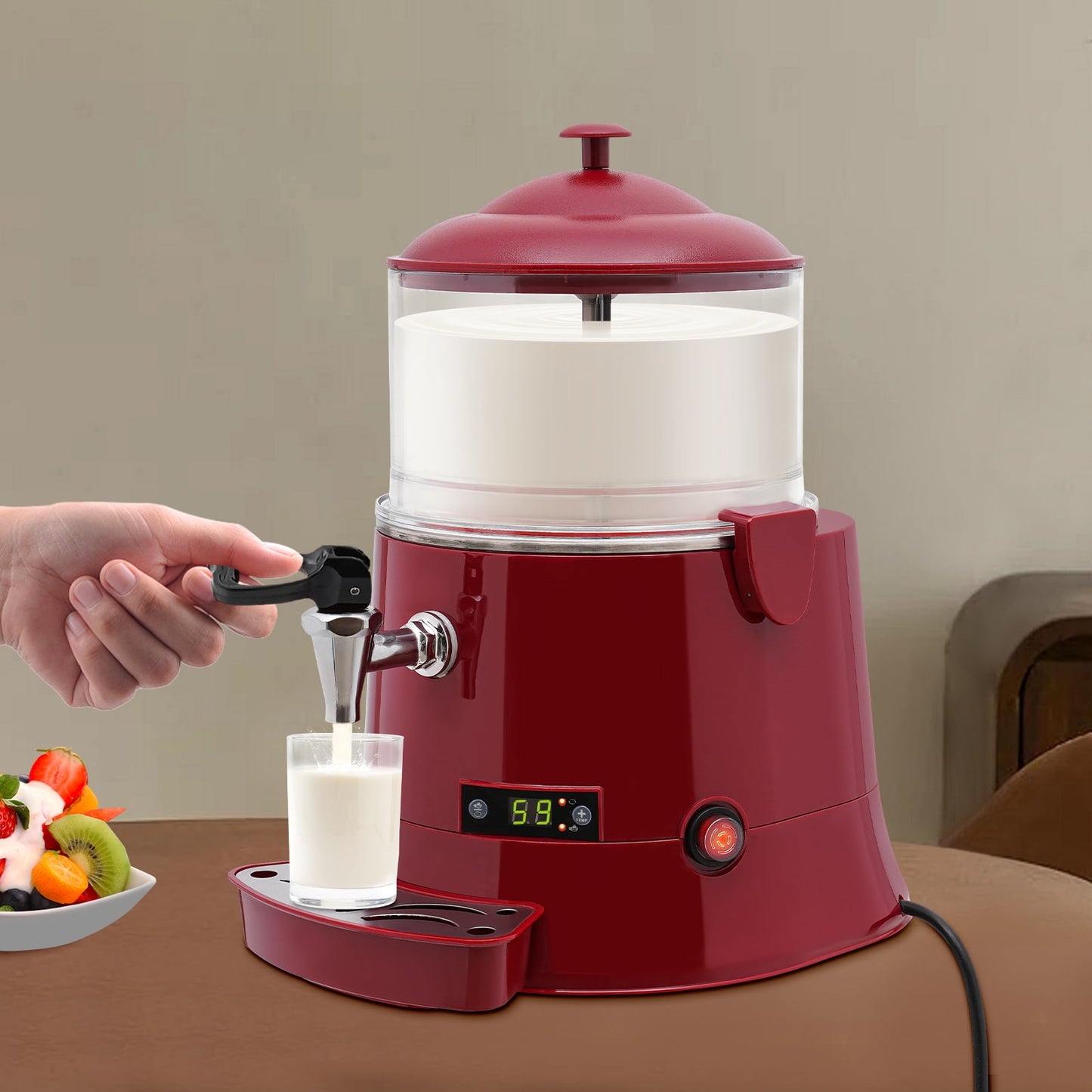 Miumaeov 5L Hot Chocolate Machine Stainless Steel Hot Chocolate Maker for Chocolate Milk Soy Milk Tea 400W 110V 15.7 * 12.6 * 18.5"