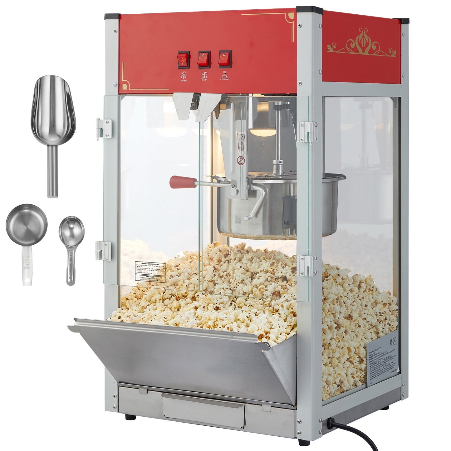 Popcorn Popper Machine 12 Oz Countertop Popcorn Maker 1440W 80 Cups Red