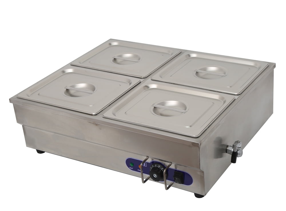 PreAsion 4-Well Buffet Food Warmer Restaurants Hotels Banquet Halls Food Steam Table Thermostat