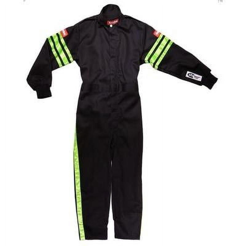 Racequip 1950796RQP, Black Suit Single Layer Kids X-Large Green Trim 0