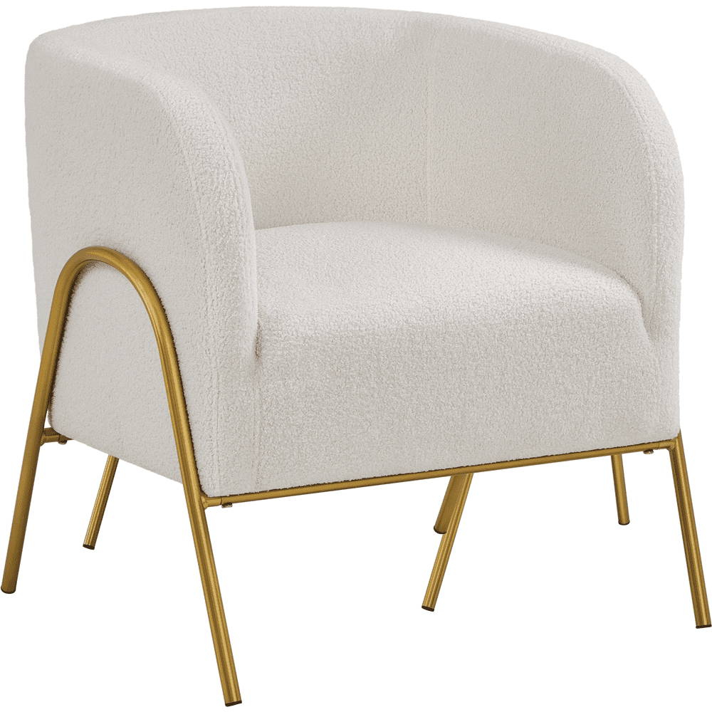Renwick Contemporary Boucle Barrel Accent Chair, Ivory