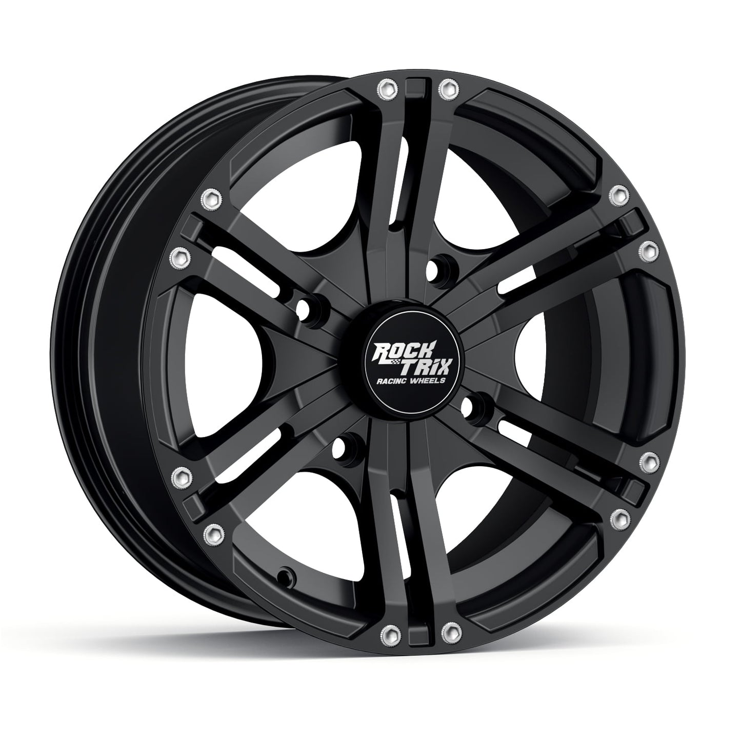 RockTrix RT101 14in ATV Wheel 4x110 Rim, 14x7, 5+2 Offset, For ATV UTV with IRS (Independent Rear Suspension), Compatible with Honda Kawasaki Yamaha Suzuki 4/110