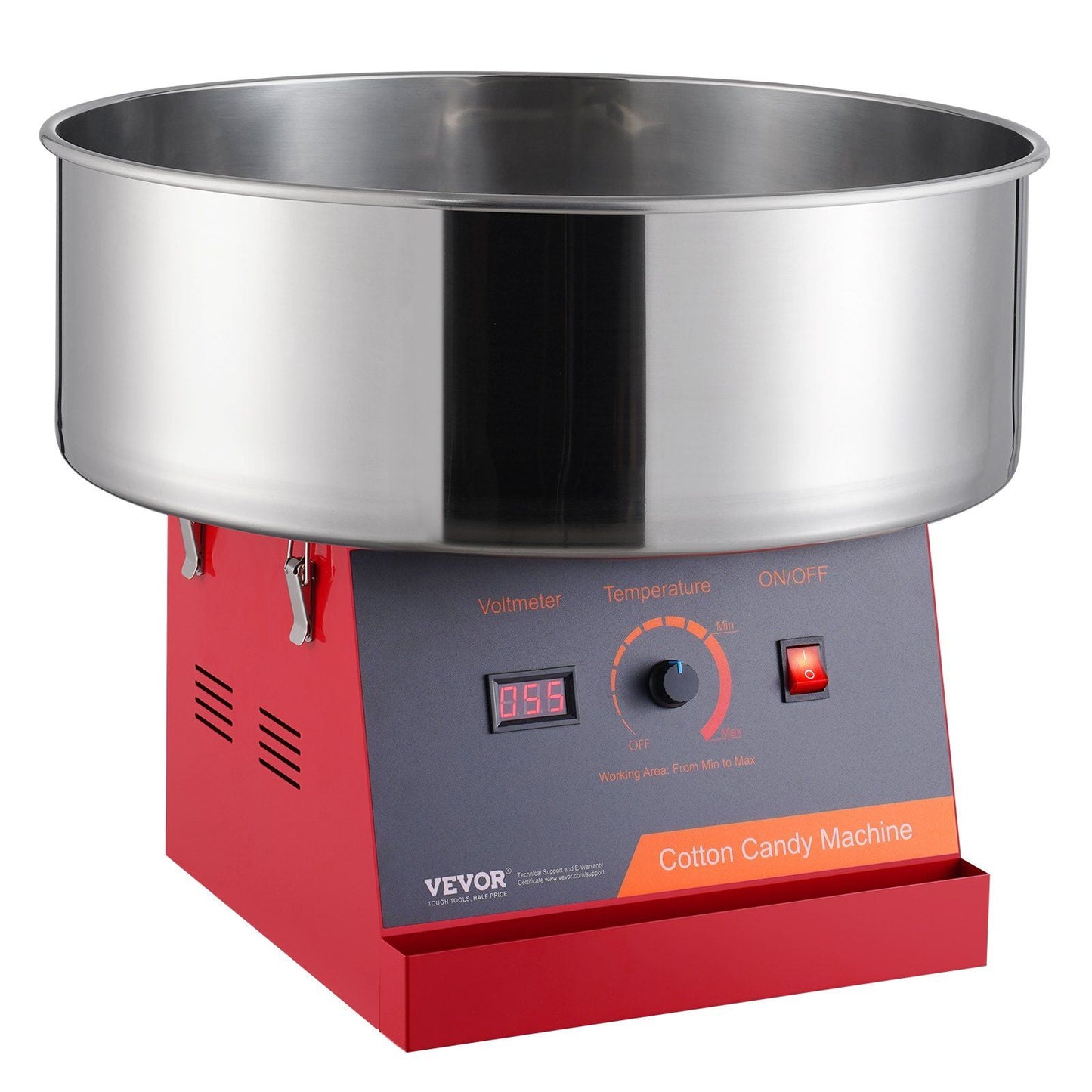 STAWAY Commercial Electric Cotton Candy Machine - Stainless Steel Bowl & Sugar Scoop - Makes 6 Cones/Min, Adjustable Temp, Easy to Clean - Ideal for Parties & Festivals
