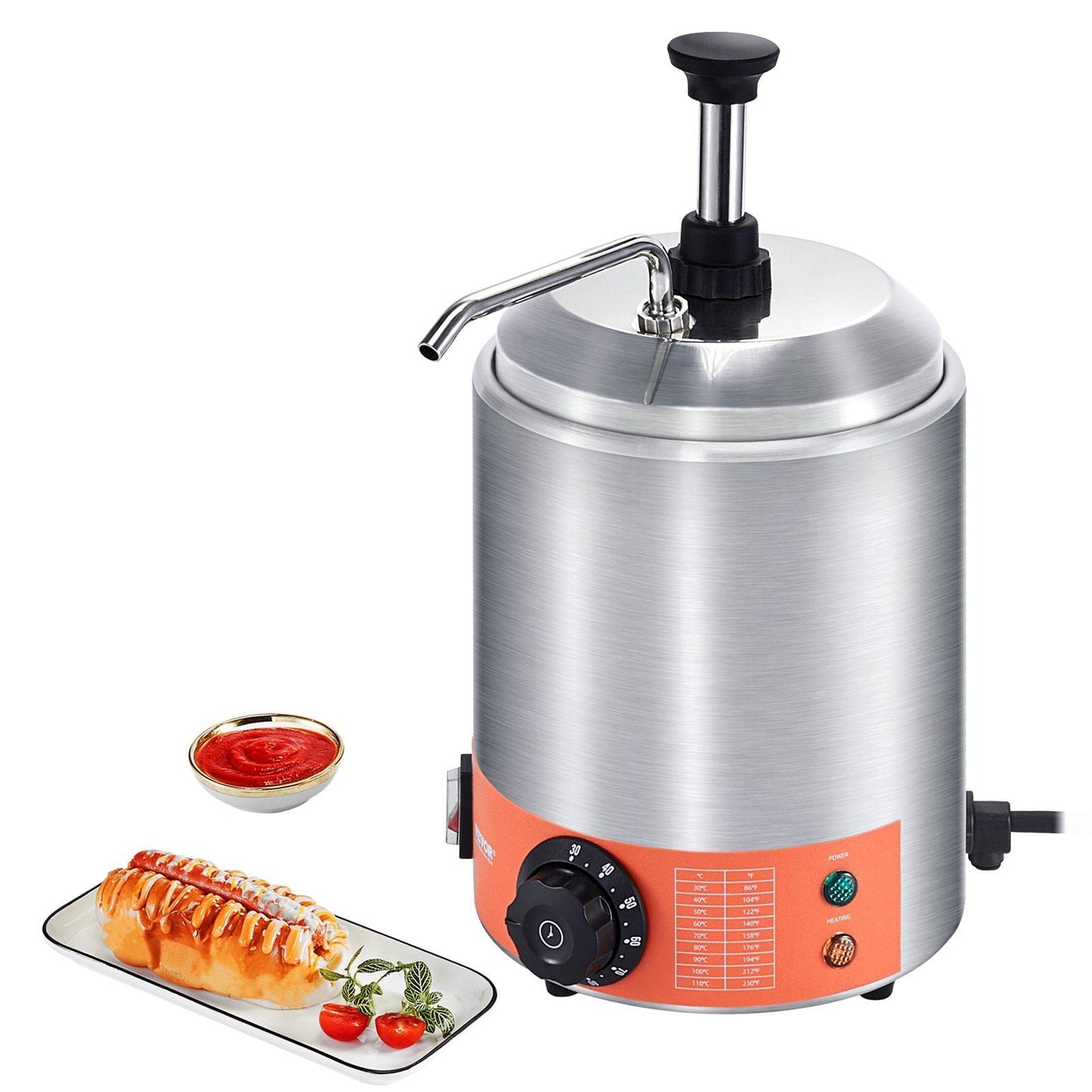 STAWAY Electric Cheese Dispenser - 2.3 QT Commercial Hot Fudge & Nacho Cheese Warmer with Pump, Adjustable Temp 86-230°F, Easy Clean & Dry Burn Protection for Cheese & Caramel
