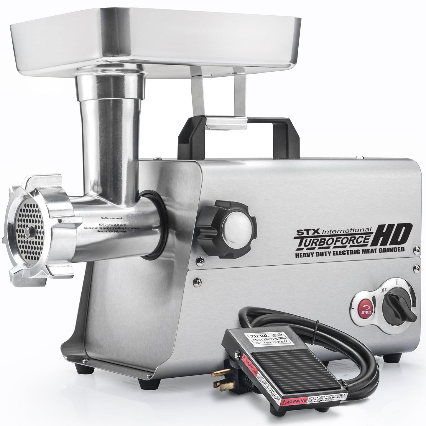 STX Intl Turboforce Heavy Duty HD 3500 Electric Meat Grinder, 3 Speed, Sausage Stuffer, Foot Pedal & More