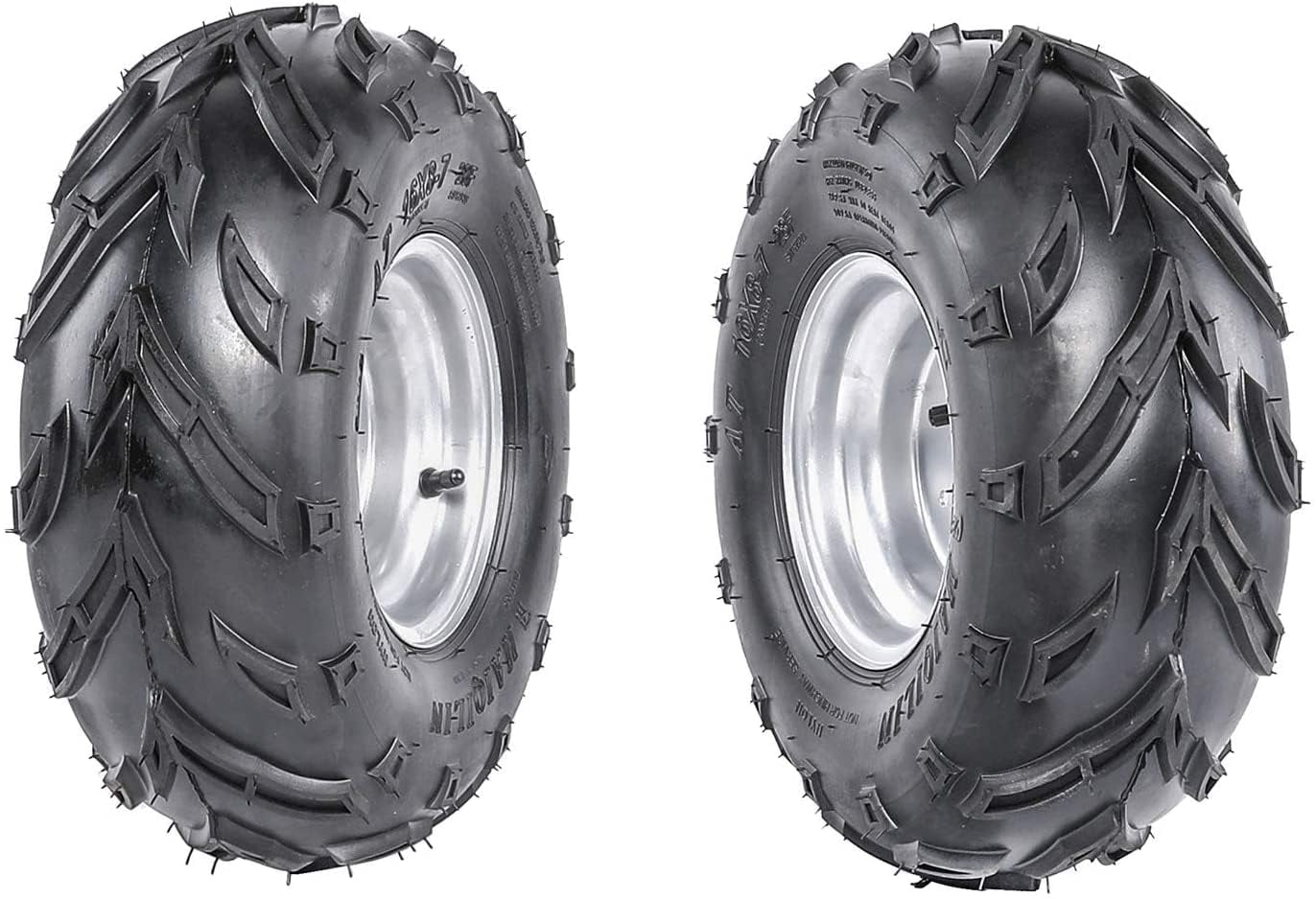 Set of 2 YC Yier 7" Go Kart Tires 16x8-7 Tire Go Kart ATV Wheel Tire with Rim Tubeless 3 Stud Wheels for DIY Part ATV Quad Buggy Go Cart 4 Wheelers Dune Buggy Dolly Cart Scooter
