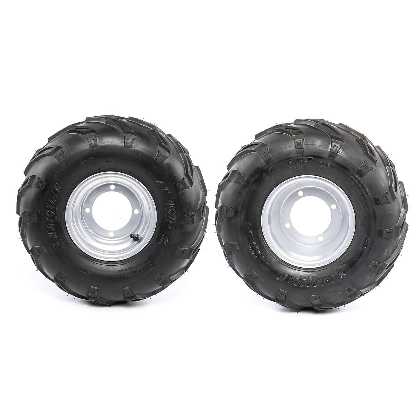 Set of 2 YC Yier 7" Go Kart Tires 16x8-7 Tire Go Kart ATV Wheel Tire with Rim Tubeless 4 Stud Wheels for DIY Part ATV Quad Buggy Go Cart 4 Wheelers Dune Buggy Dolly Cart Scooter