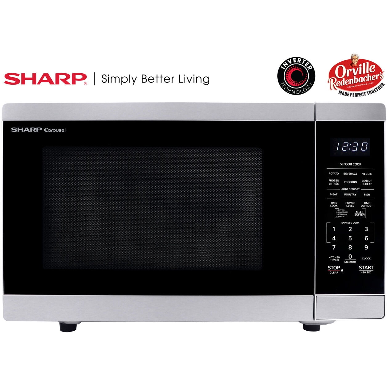 Sharp New 1.4 CF Smart Countertop Microwave Oven, Orville Redenbacher's Certified, ZSMC1469KS