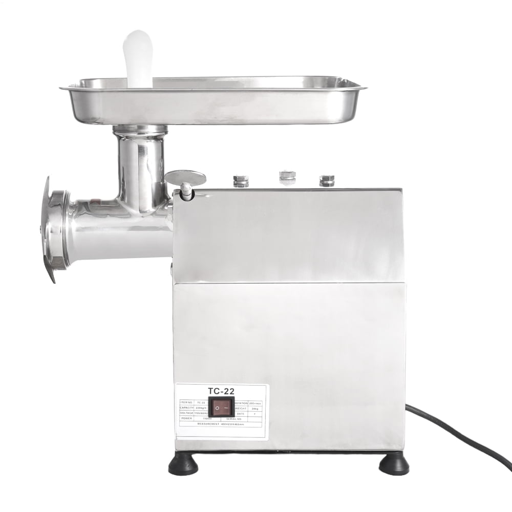 Stainless Steel Meat Mincer with Electric Slicer, 1.0Hp Food Grinder for Burger Patties